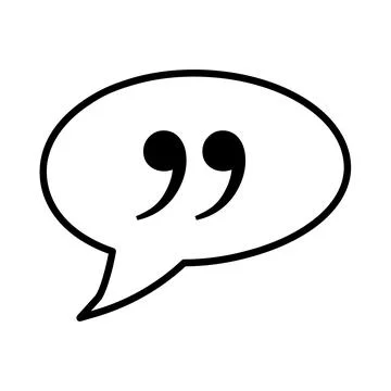 Quote icon. Symbol with talk bubble. Black stroke isolated on white backgroun Stock Illustration