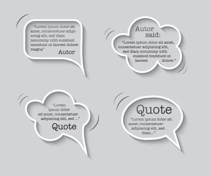Quote inside speech bubble templates. Quotes and speech boxes isolated on gray Stock Illustration