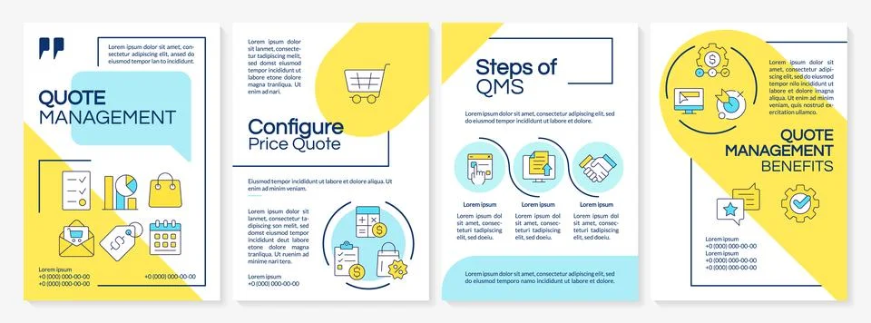 Quote management process blue and yellow brochure layout イラスト素材
