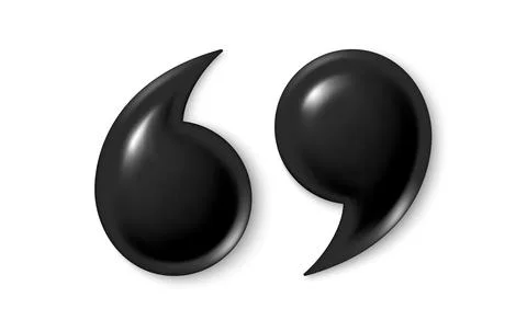 Quote mark 3d icons. Quotation marks, black comma sign. Information quote design Stock Illustration