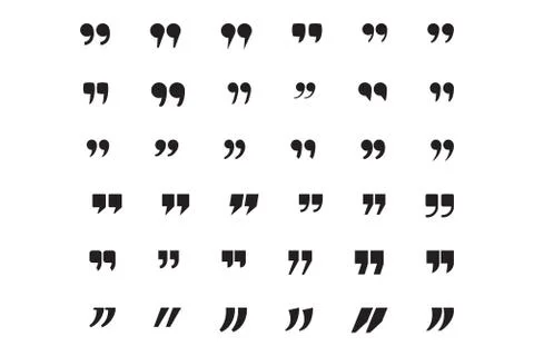 Quote mark icon set for conversation or definition. Quote speech symbol. Stock Illustration
