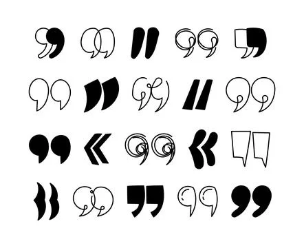 Quote mark icon set featuring quotation Stock Illustration