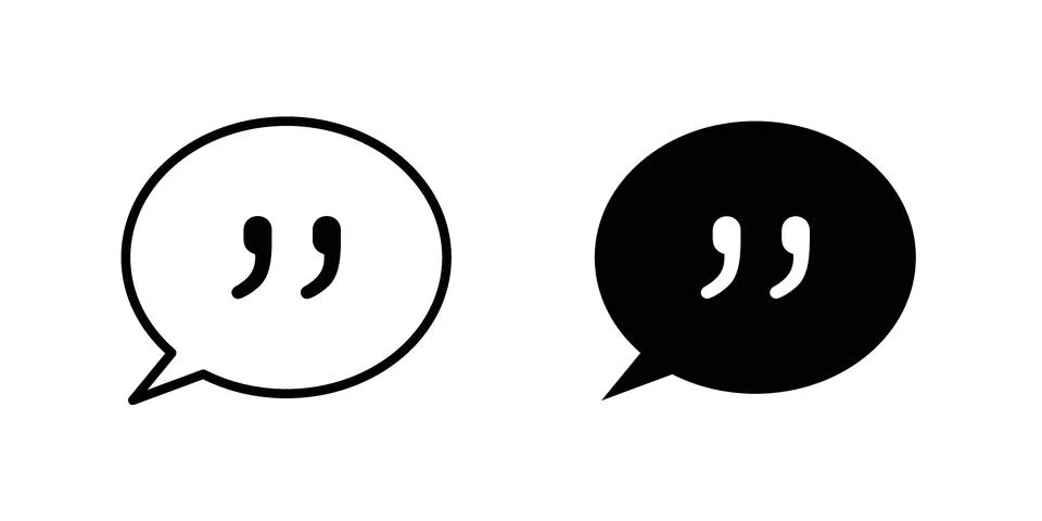 Quote Mark icon vector concepts, line and silhouette style Ilustração Stock