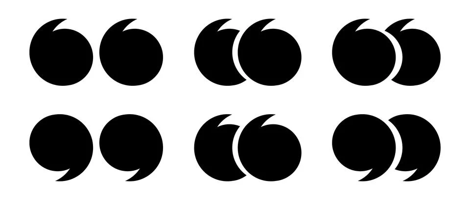 Quote marks icon set. Speech bubble and quotation signs collection. Vector Stock Illustration