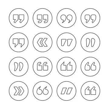 Quote marks outline circle vector icons Stock Illustration