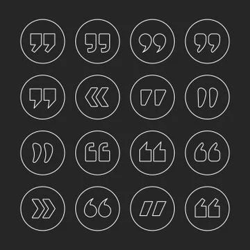Quote marks outline circle vector icons Stock Illustration