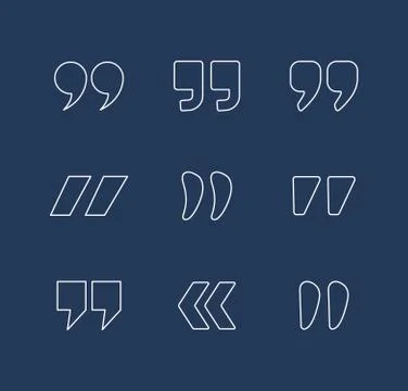 Quote marks outline vector icons Stock Illustration