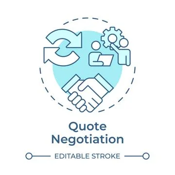 Quote negotiation soft blue concept icon Stock Illustration