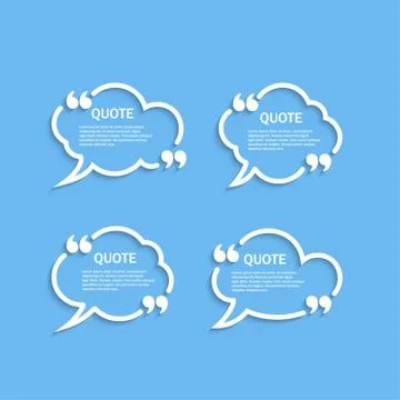 Quote outline cloud speech bubbles set Stock Illustration
