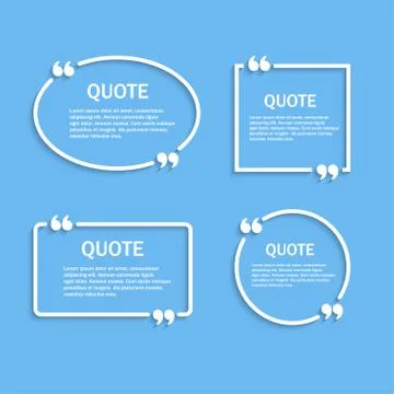 Quote outline frames with commas set Stock Illustration