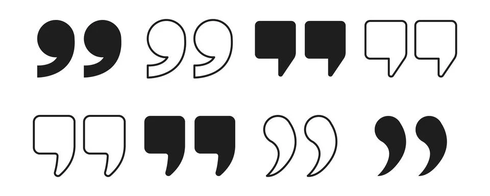 Quote right icon set. Double quotation symbol Illustration