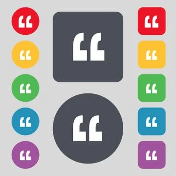 Quote sign icon. Quotation mark symbol. Double quotes at the end of words. Se Illustrazione stock