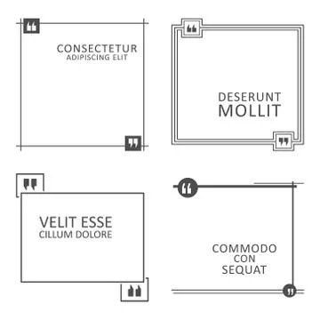 Quote speech box template. Quotes text form and textbox set Stock Illustration