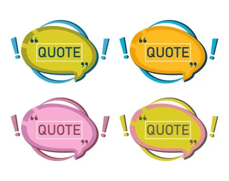 Quote speech bubble blank template set. Citation frame. Copy space for quotation Stock-Illustration