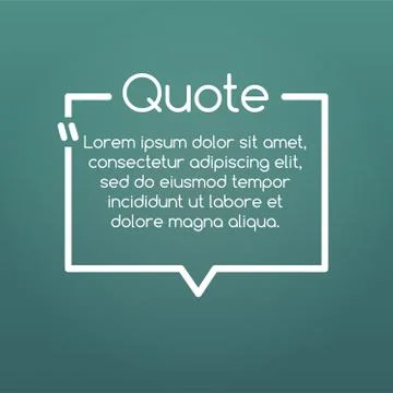 Quote speech bubble, template, text in brackets, citation frame, quote box Stock Illustration