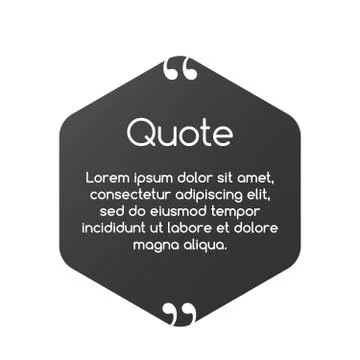Quote speech bubble, template, text in brackets, citation frame, quote box Stock Illustration
