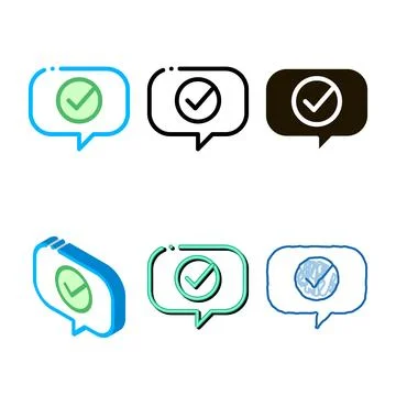 Quote speech frame variants with approved mark vector icon Stock Illustration