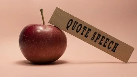 Quote speech word. Background log written on wooden frame. Stock Photos