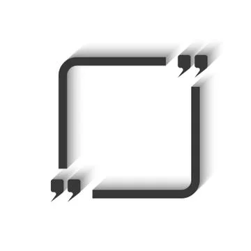 Quote square 3D frame, clear mockup note speech, comment design element templ Stock Illustration