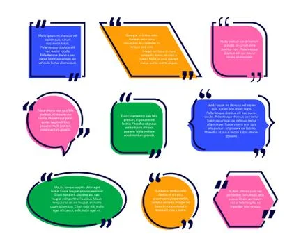 Quote text box. Quotation abstract form. Round oval rectangle square textbox  Stock Illustration