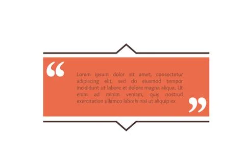 Quote text box, rectangle bubble for comment, mark design. Quotation banner Stock Illustration