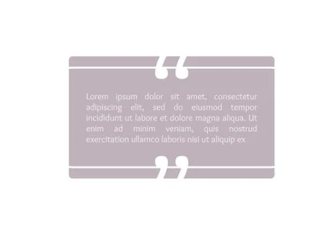 Quote text box, rectangle bubble for comment, mark design. Quotation banner Stock Illustration