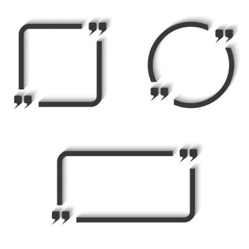 Quote text frame set round, square, rectangular design elements, mark area, i イラスト素材