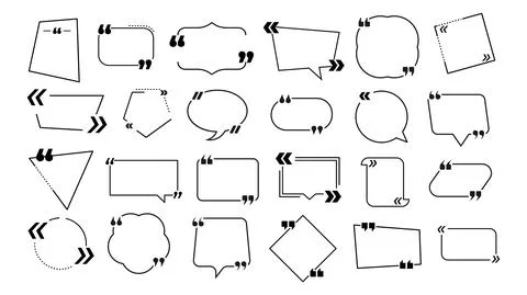 Quote text frames. Information bubbles, quotes note message or texting block Stock Illustration