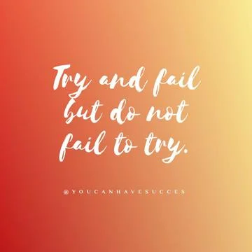 Quote "Try and fail but do not fail to try" on a golden pink background Illustrazione stock