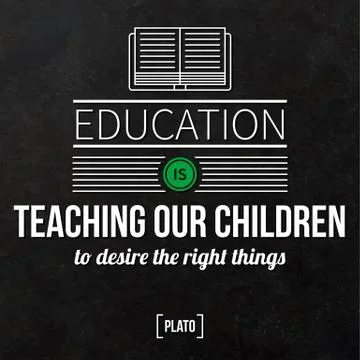 Quote typographical background "Education is teaching our children to desire Stock Illustration