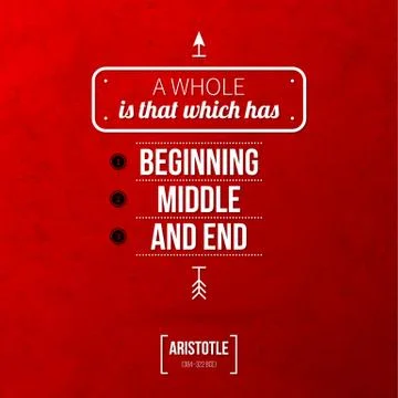 Quote typographical background "A whole is that which has beginning, middle a Stock Illustration