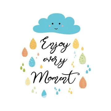 Quote Typographical Poster Template, vector design Enjoy every moment Stock Illustration