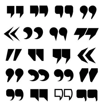 Quotemark vector set. Quotes marks speech punctuation excerpt, punctuation do Stock Illustration