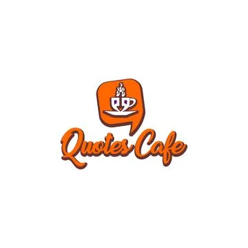 Quotes Cafe Logo Design Template, Call Out Logo Concept, White, Gray, Orang.. Stock-Illustration
