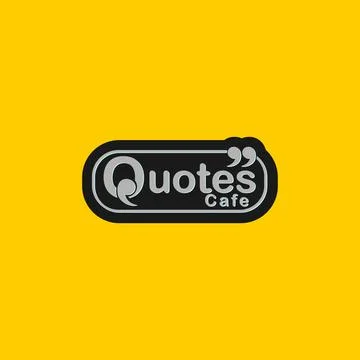 Quotes Cafe Logo Design Template, Black, Beige, Brown, Gray, Rounded Stock Illustration