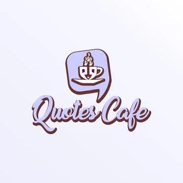 Quotes Cafe Logo Design Template, Call Out Logo Concept, Gray, Brown, White.. Stock-Illustration