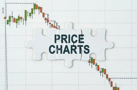 On the quotes chart there are puzzles with the inscription - Price charts Stock Photos