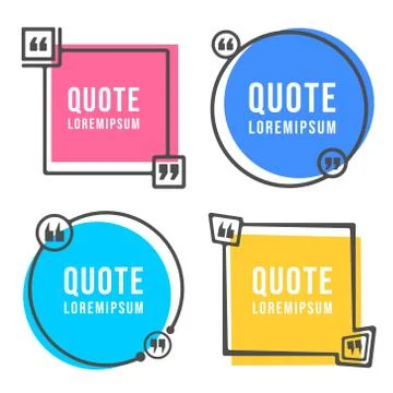 Quotes form and speech box isolated on white background Stock Illustration