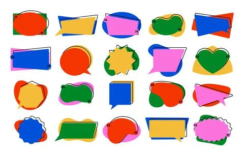 Quotes frames. Speech bubble ant text message frame with quotation marks, dia Illustrazione stock