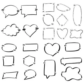 Quotes hand drawn set template Stock Illustration