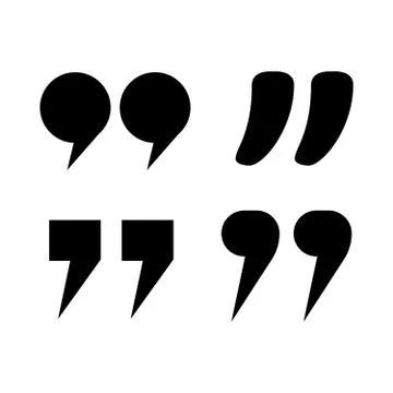Quotes icon set. Quotation mark black symbols. Typographic Quote Template Bub Stock Illustration