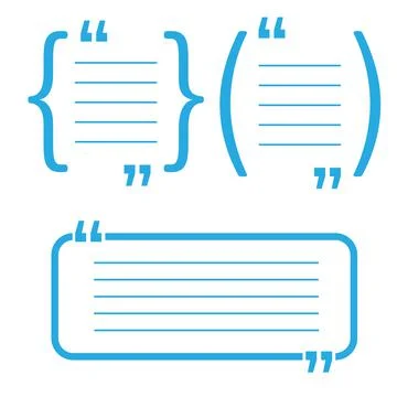 Quotes icon set. Quotation mark black symbols. Typographic Quote Template Bub Stock Illustration