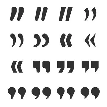 Quotes icons. Quote marks comma, speech excerpt remark icon and citation co.. Illustrazione stock