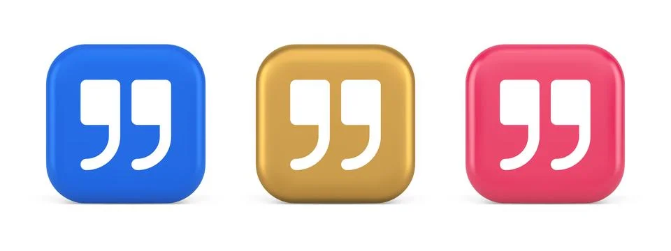 Quotes mark button chat comment cyberspace conversation dialogue 3d realistic Stock Illustration