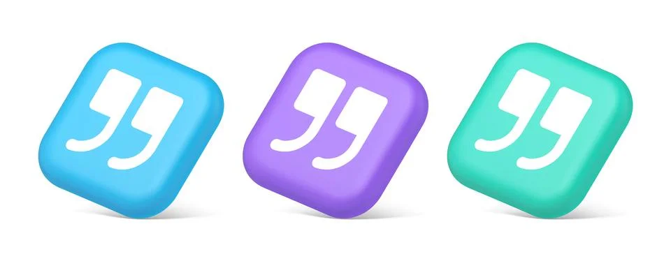 Quotes mark button chat comment cyberspace conversation dialogue 3d realistic 스톡 일러스트