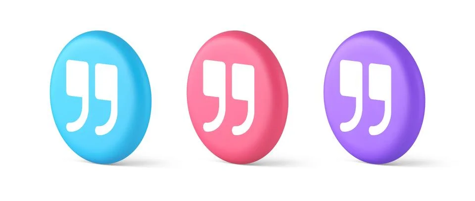 Quotes mark button chat comment cyberspace conversation dialogue 3d realistic Illustrazione stock