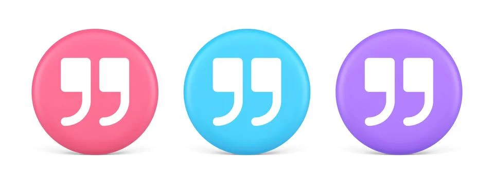 Quotes mark button chat comment cyberspace conversation dialogue 3d realistic Stockillustratie