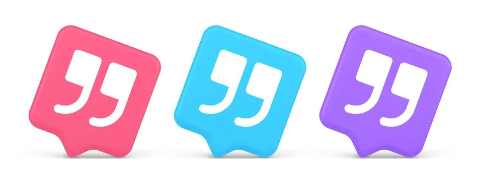 Quotes mark button chat comment cyberspace conversation dialogue 3d realist.. Stock Illustration