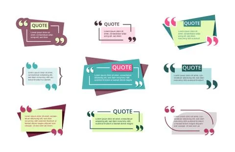 Quotes notes template set. Comments within framework conversation blogs with Stock Illustration