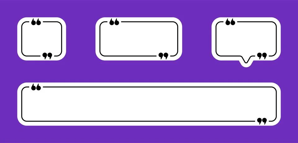 Quotes in rectangle and square linear shape vector design Stock Illustration